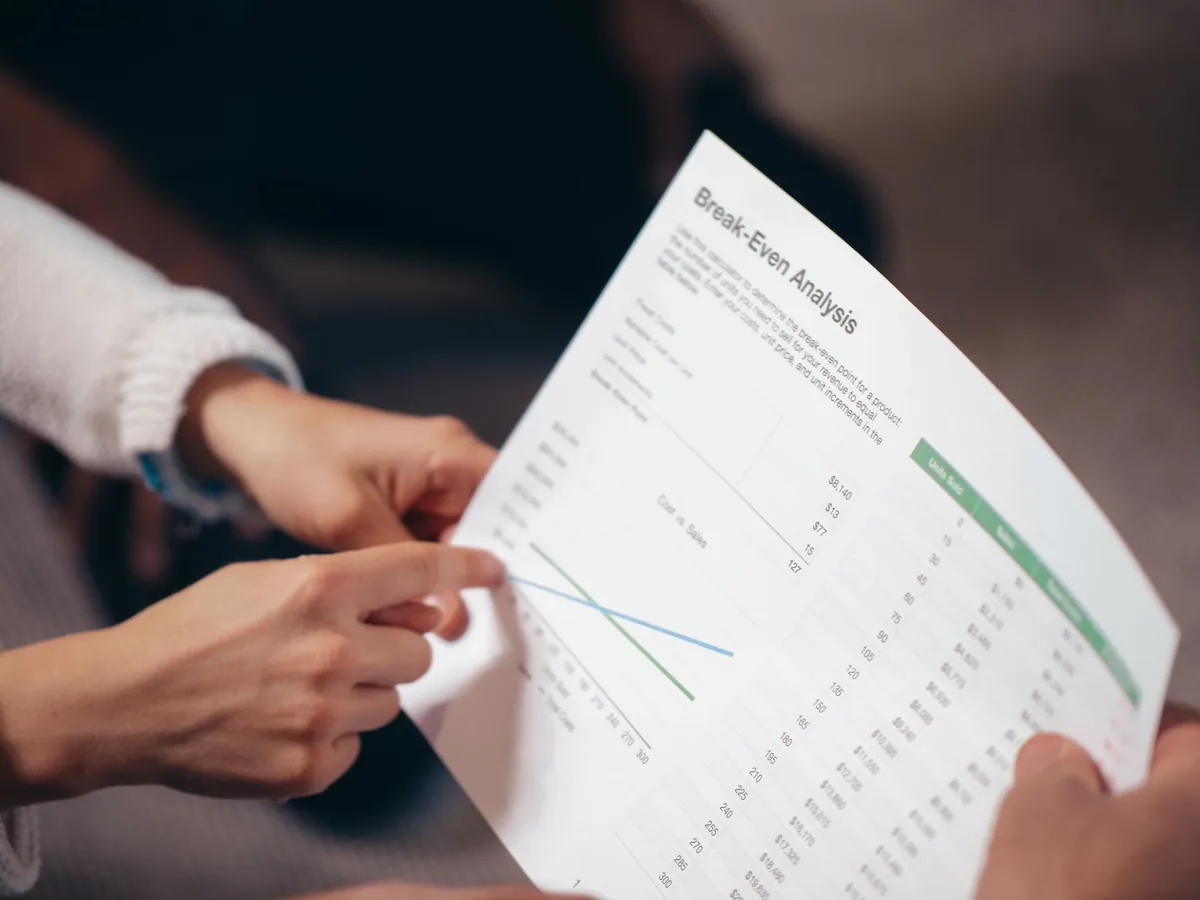 Graphique d'analyse financière montrant le point d'équilibre d'une entreprise
